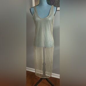 Champagne Shimmery Mesh Slip Dress or Cover Up Size XL Brand New